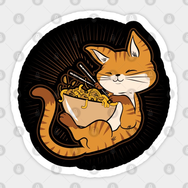 Kawaii Anime Cat Japanese Ramen noodles Sticker by aneisha